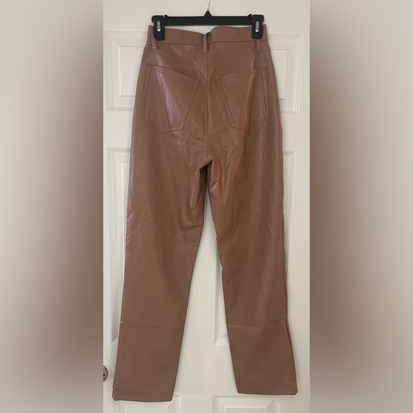 NWT Abercrombie & Fitch Faux Leather 90’s Straight Ultra High Rise Pants in Rose - Picture 5 of 9